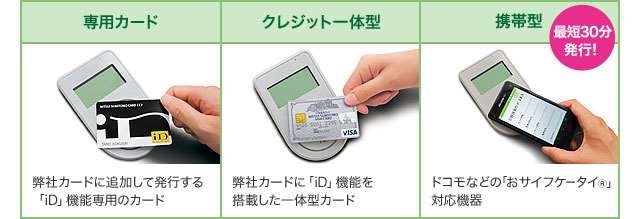 三井住友visaカード 電子マネーの「iD」が使えるカードの種類